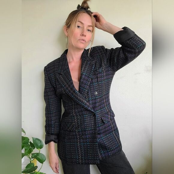 The Coco Vintage 80s Double Breasted Wool Blazer M - Picture 8 of 12